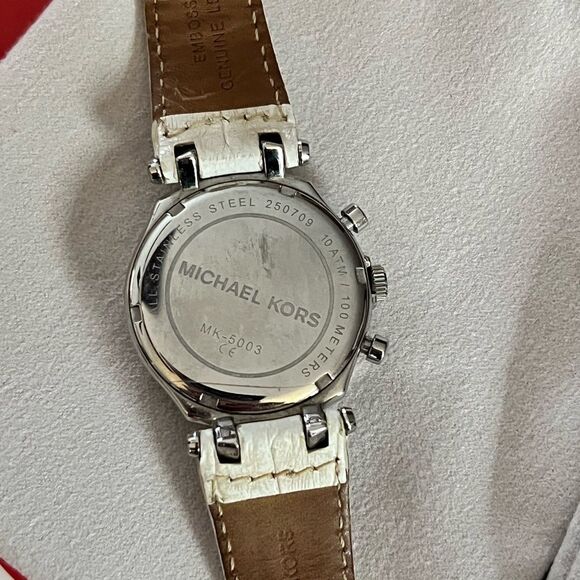 Set/2-vtg-Michael Kors w/white leather band &vtg.Lucky Brand silver chunky metal main image 4